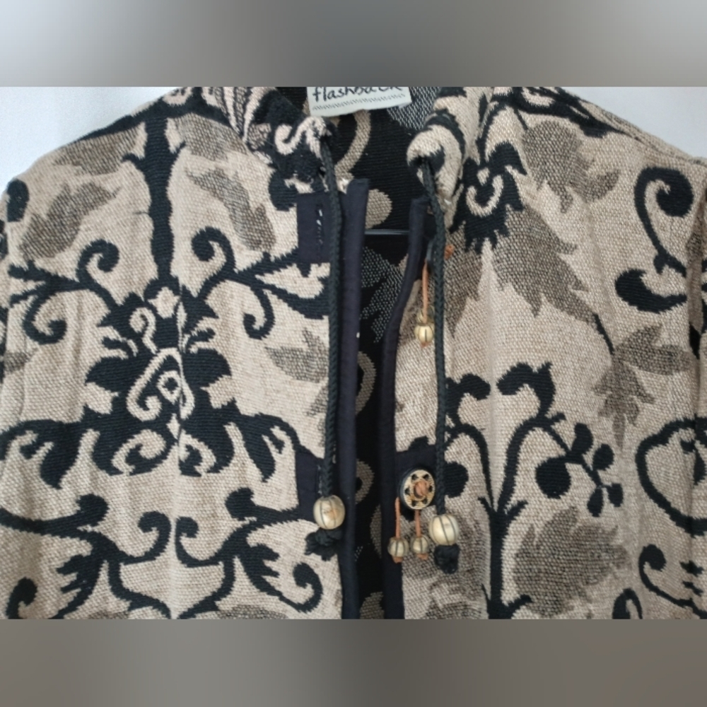 Flashback Vintage Southwestern Jacket Medium Tapestry Art Wood Buttons Navajo - Picture 3 of 15